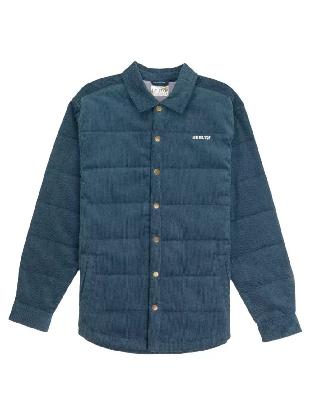 Hurley Men's Waletale Corduroy Jacket Armored Navy Snap Button Cotton Size Large